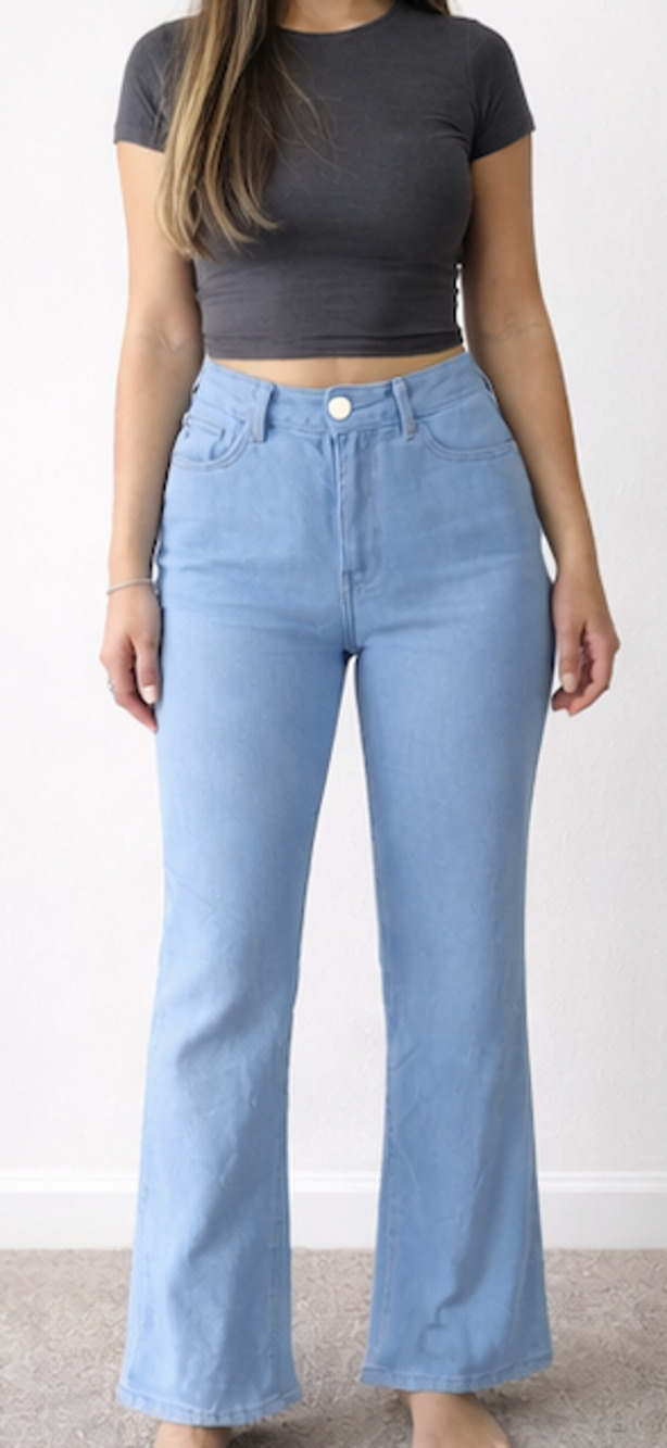 H&M Light Blue High-Rise Wide-Leg Jeans